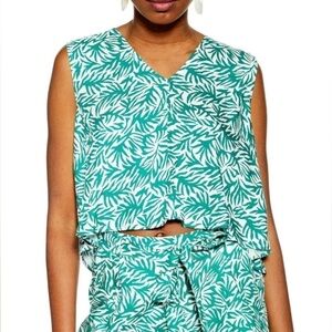 Topshop Women Tank Top Size 6 Green Matisse Tropical Bohemian Coastal Cowgirl